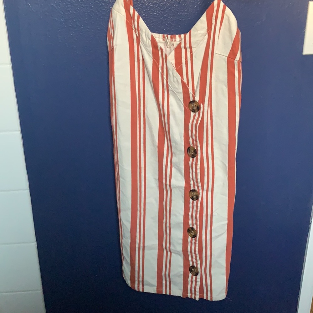 SKY AND SPARROW ORANGE STRIPED MINI DRESS